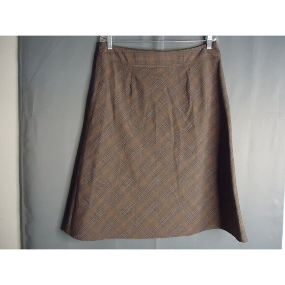 Christopher & Banks Brown Plaid Knee Length Skirt Side Zip Womens Size 12 Petite - Picture 7 of 7